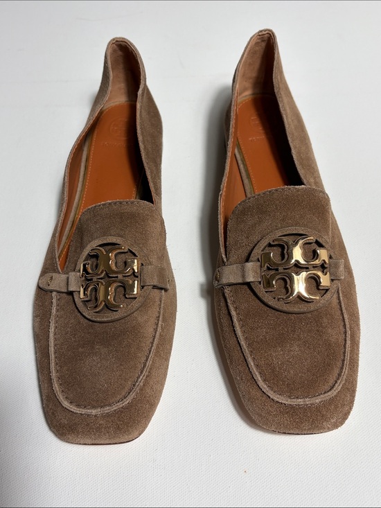 Tory Burch Shoes - Tory Burch Suede Logo Loafers Brown Leather Sole Size 9 Classic